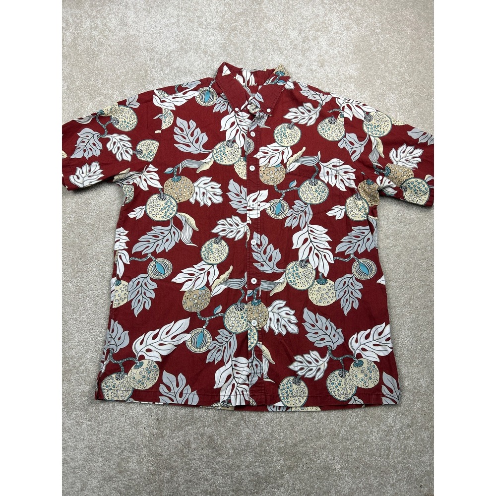 Avanti Tropical Monstera Shirt XL Red Cotton Hawaiian Aloha Tiki Beach Boho